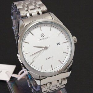 Men's Casual Fashion Watch Silver Tone Butterfly Clasp 40mm